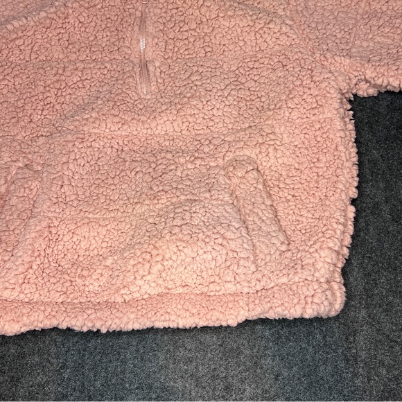 Sage Collective Blush Pink High Pile Pullover Fleece Zip Collar Kangaroo Pocket - Picture 12 of 14